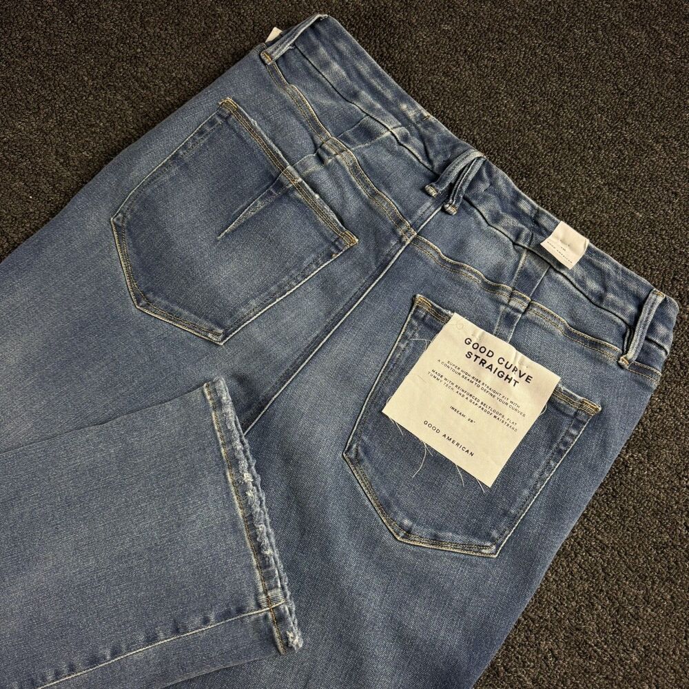 NWT Good American Good Curve Straight Leg Jean High Rise Size 16 Indigo856